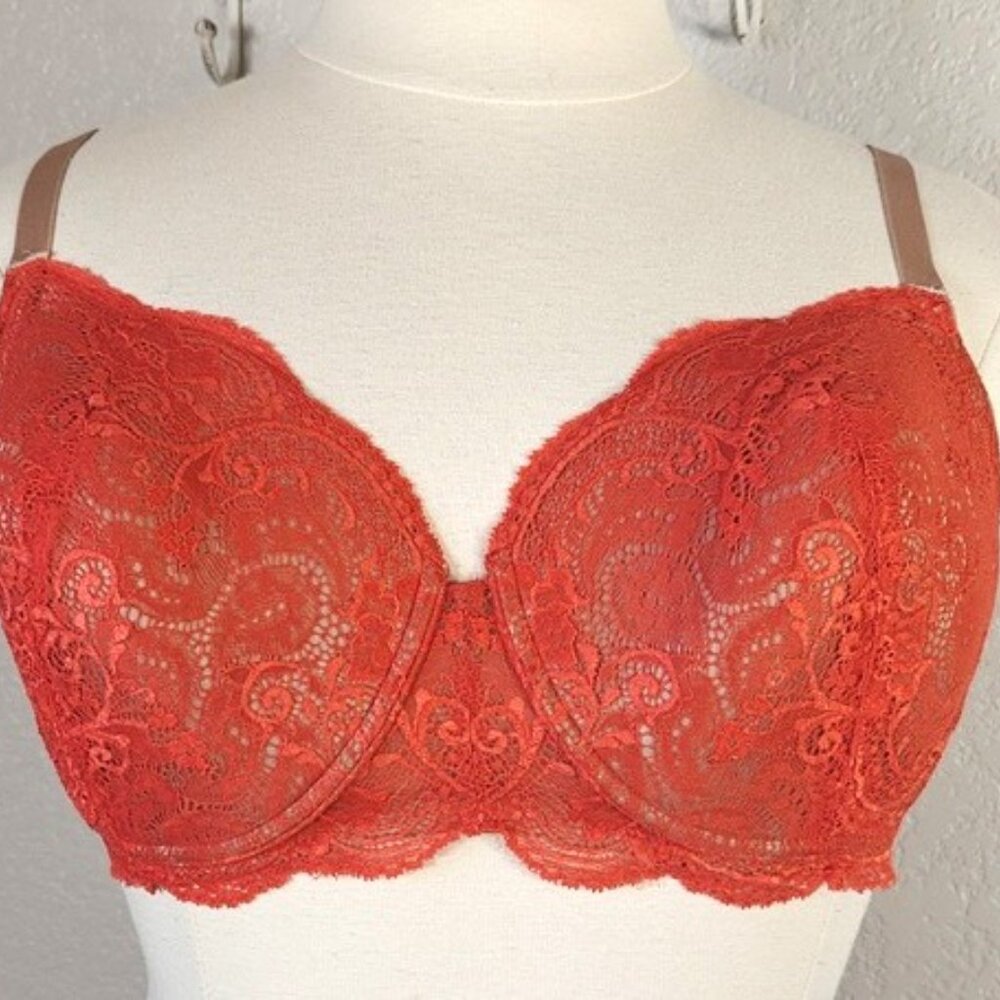 ThirdLove 38E Bra Lace Balconette Lined Underwired Burnt Orange